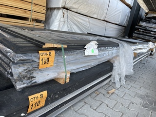 Ca. 50x Grenen Zweeds Rabat zwart gecoat, 23x190mm, lengte 480cm